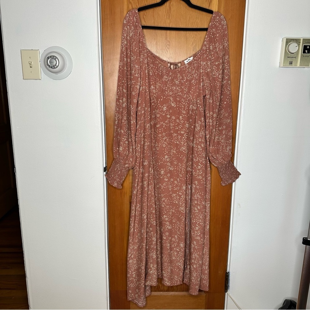 in loom peasant floral print long sleeve maxi dress